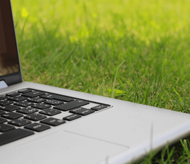 Laptop on lawn