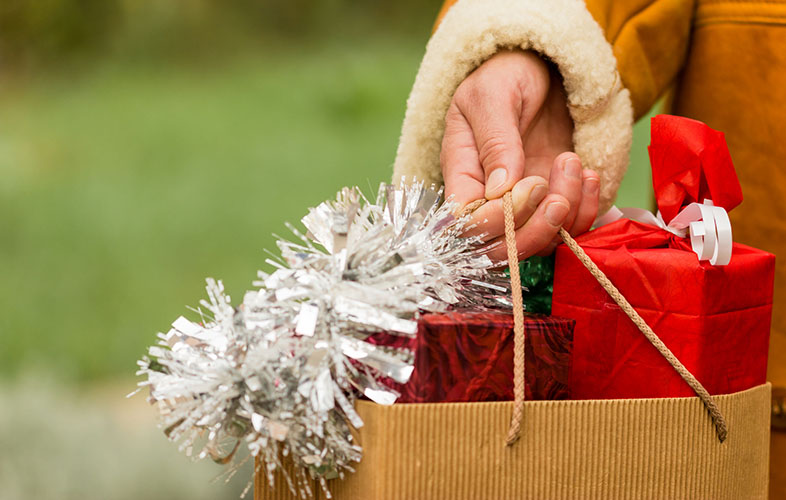 Hand holding bag of gifts