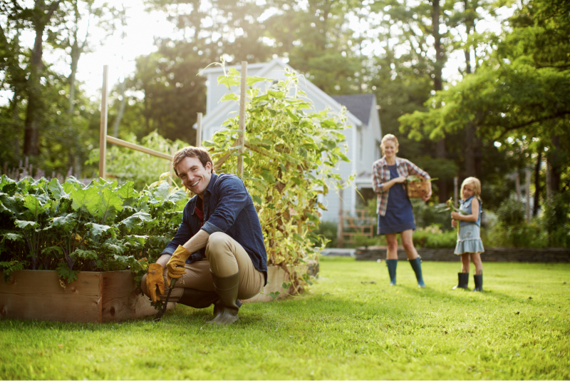 Family on grass