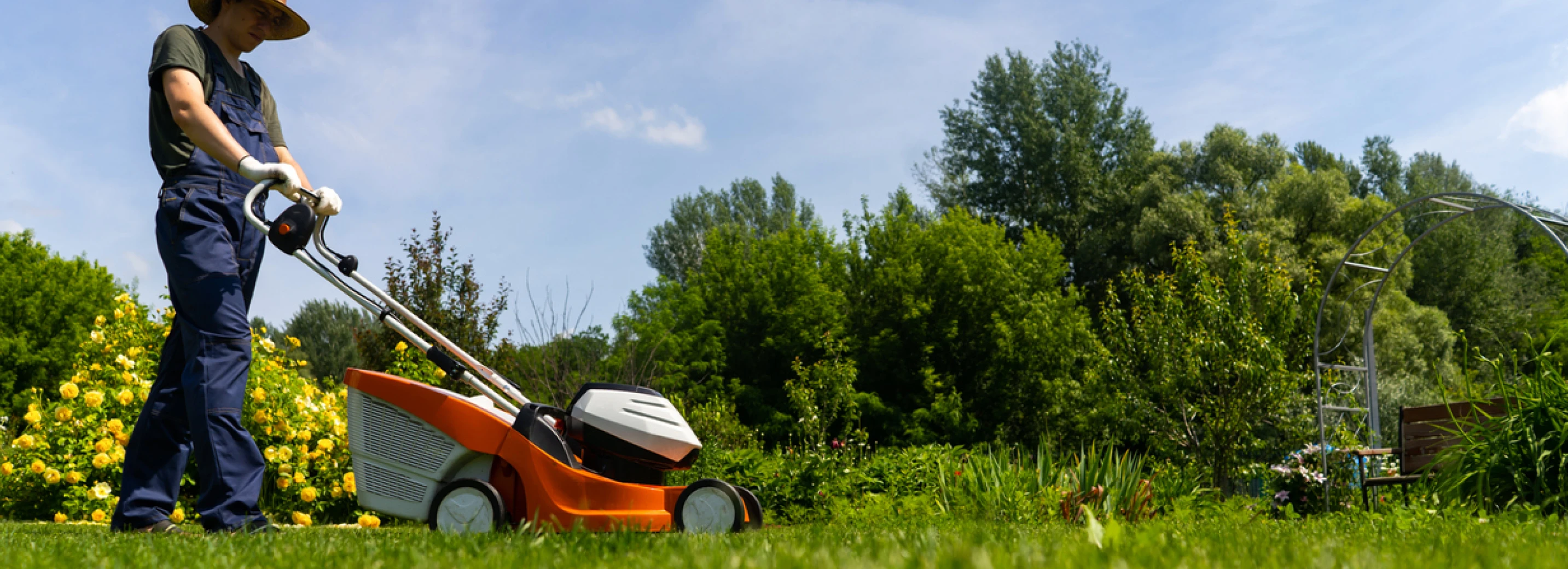 Man mowing a lawn