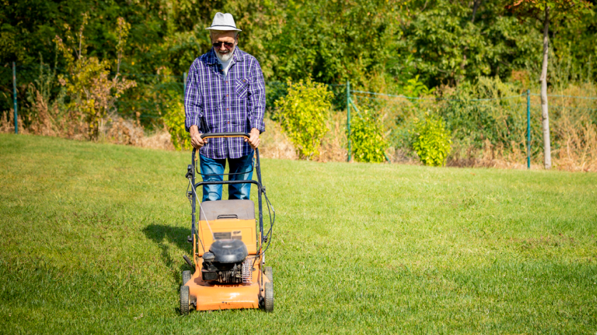 Man mowing the lawn