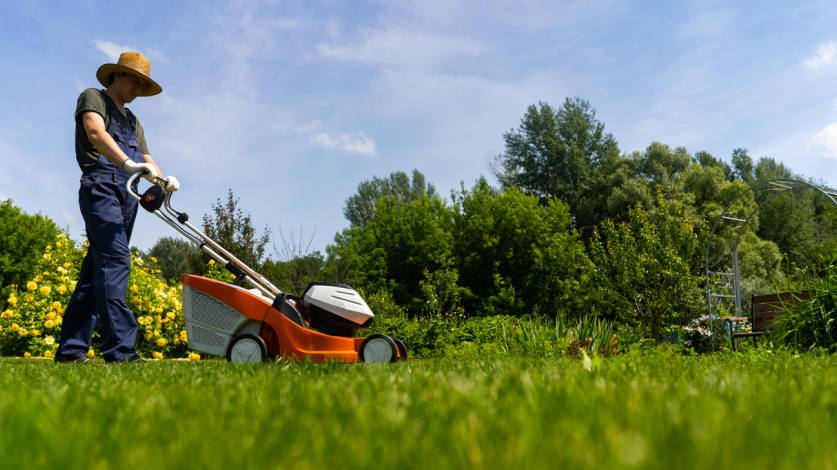 Man mowing a lawn