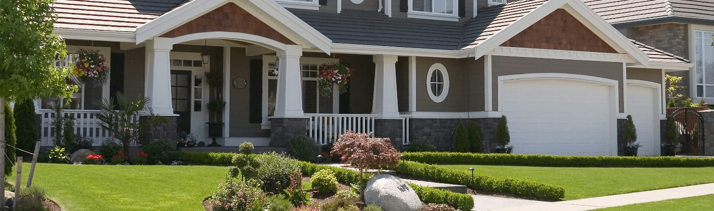 House with lush, green lawn